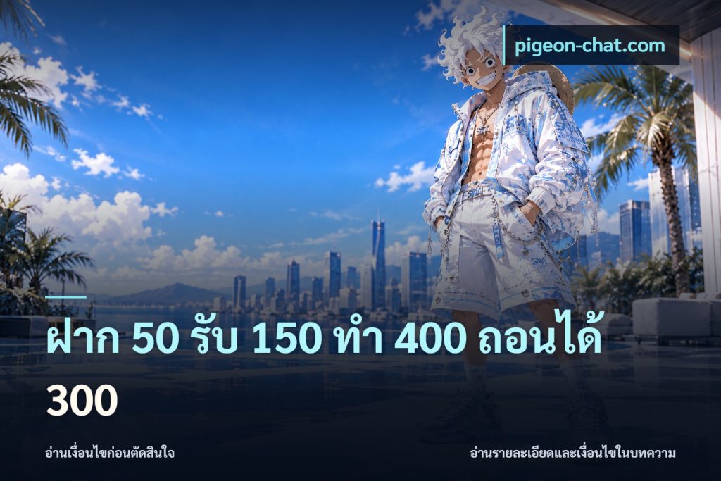 ฝาก 50 รับ 150 ทํา 400 ถอนได้ 300
