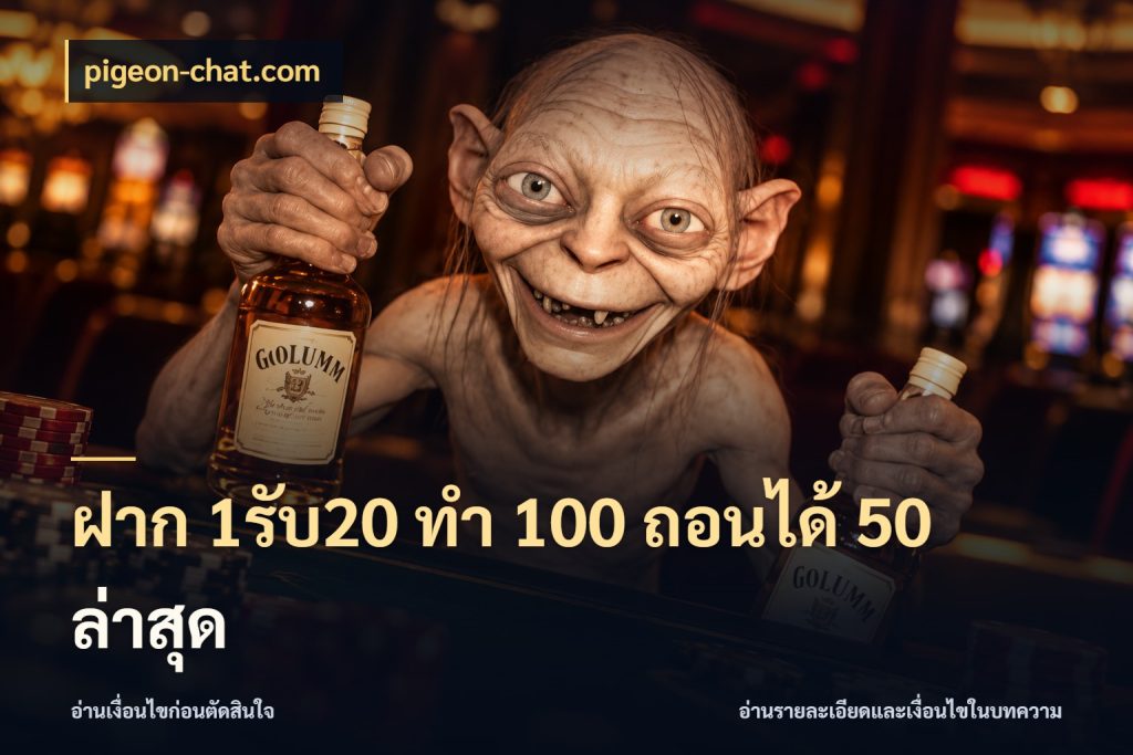 ฝาก 1รับ20 ทํา 100 ถอนได้ 50 ล่าสุด เปิดมุมโปรให้เข้ากับเกมแนวโปรด ในมุม pigeon-chat.com