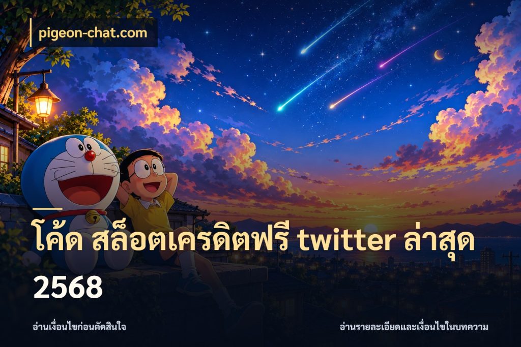 โค้ด สล็อตเครดิตฟรี twitter ล่าสุด 2568 pigeon-chat.com เปิดประเด็นเครดิตฟรีสำหรับคนชอบลุ้น