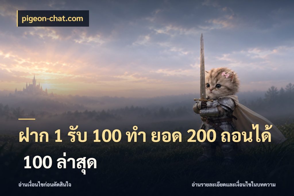 ฝาก 1 รับ 100 ทํา ยอด 200 ถอนได้ 100 ล่าสุด สีสันของโปรฝากและยอดรับ กับ pigeon-chat.com