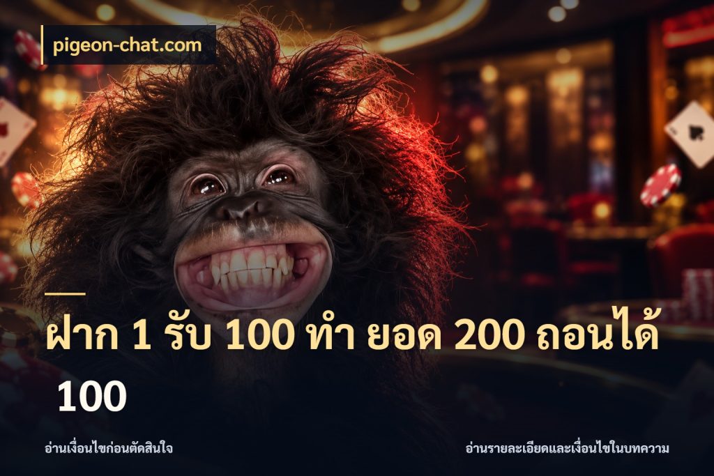 ฝาก 1 รับ 100 ทํา ยอด 200 ถอนได้ 100 รูปแบบโบนัสกับสิทธิ์ของสายเกม สไตล์ pigeon-chat.com