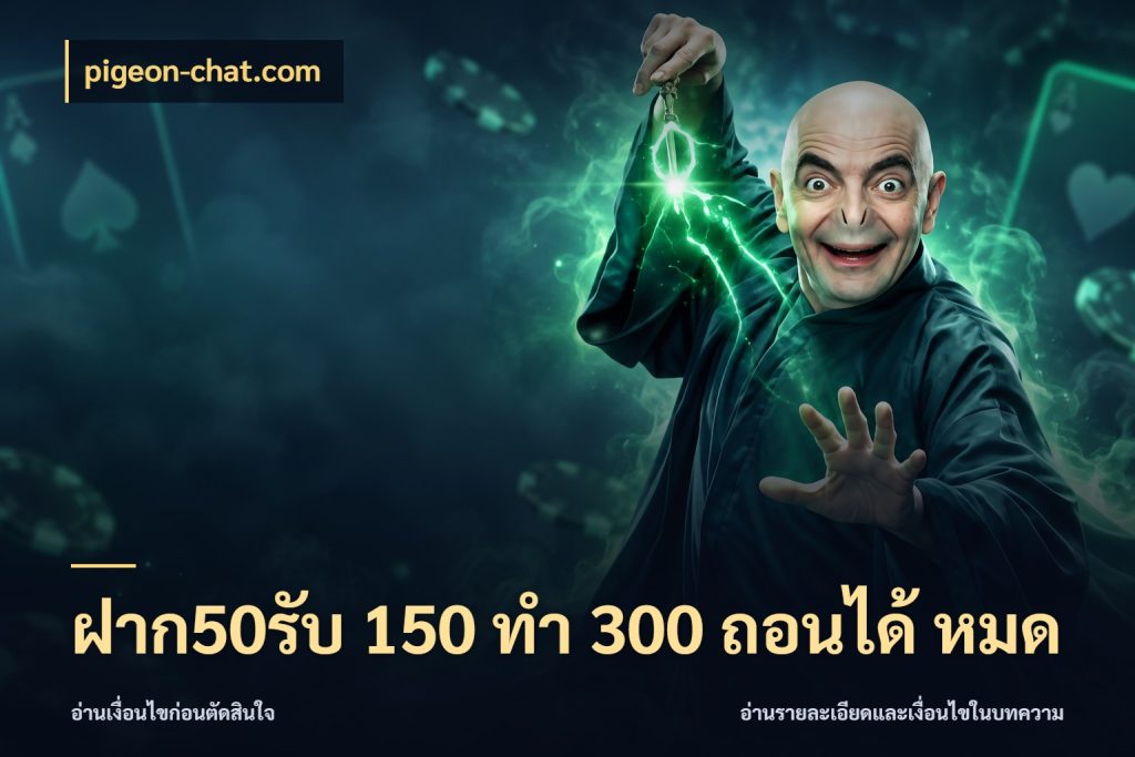 ฝาก50รับ 150 ทำ 300 ถอนได้ หมด สีสันของโปรฝากและยอดรับ กับ pigeon-chat.com