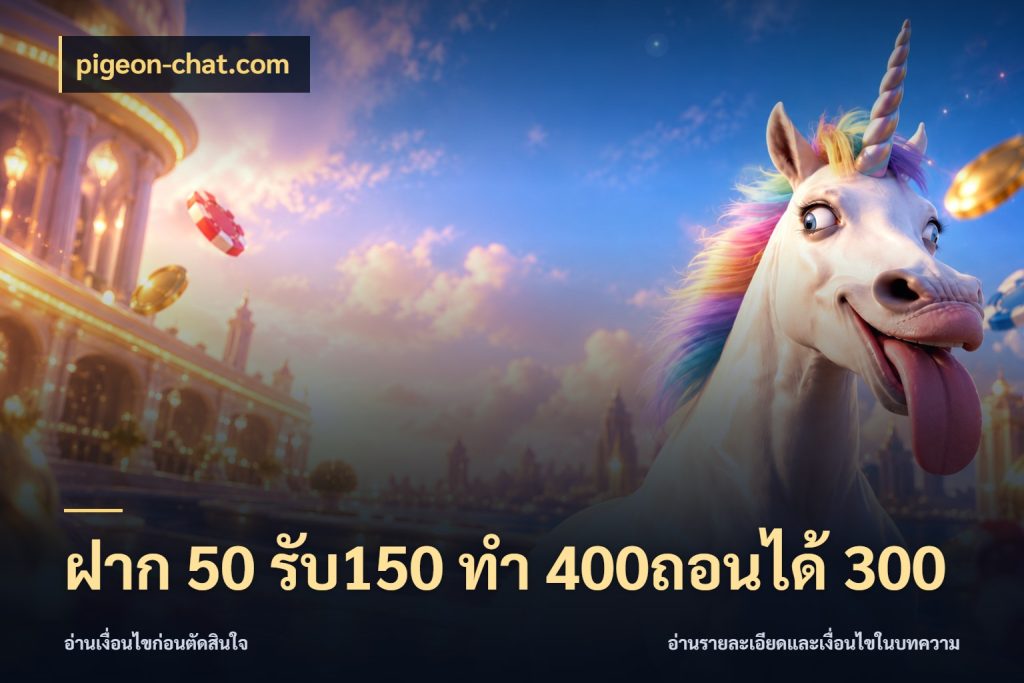 ฝาก 50 รับ150 ทํา 400ถอนได้ 300 สีสันของโปรฝากและยอดรับ กับ pigeon-chat.com